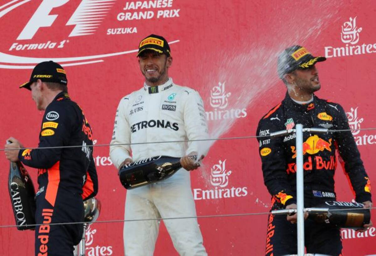 Hamilton, que salió desde la pole, lideró la prueba desde la primera curva. AP.