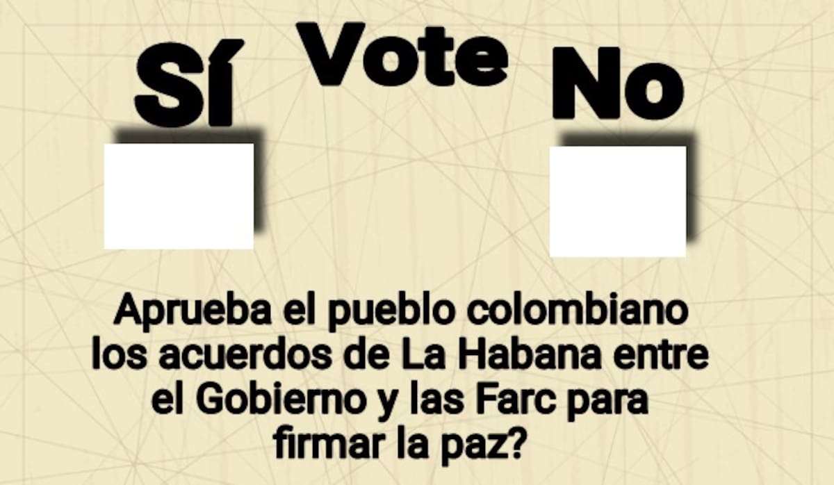 Modelo de la posible tarjeta que depositarían los colombianos en la jornada de plebiscito. Cortesía