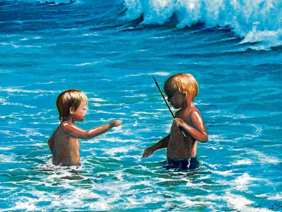 Niños en el mar, otra de las obras.