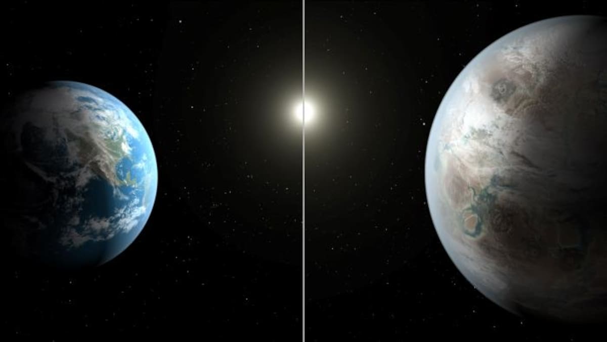 Comparación de la Tierra (izquierda) con el nuevo planeta nombrado Kepler 452b. AFP T. Pyle