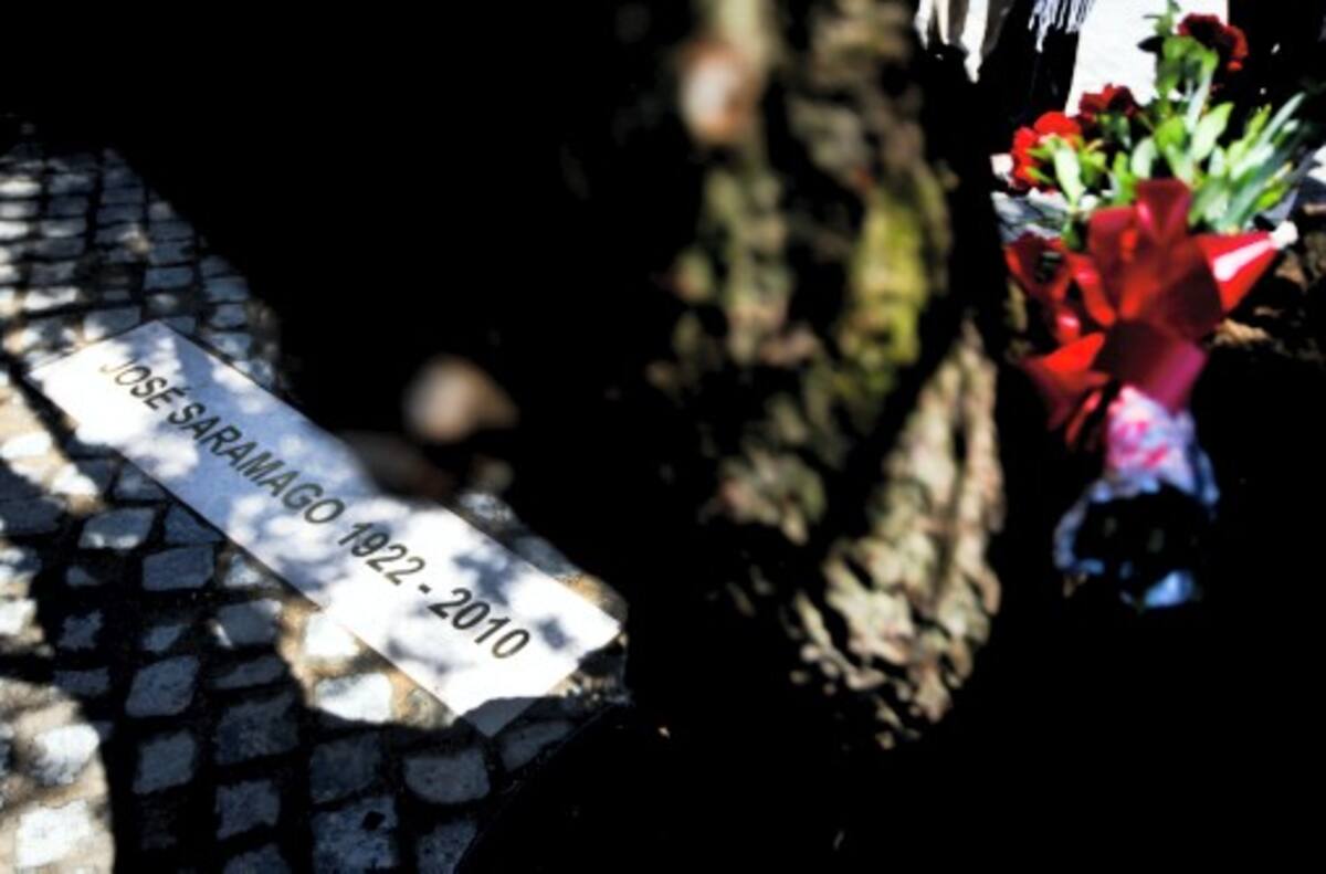 Árbol de olivo donde descansan los restos de José Saramago. AFP PATRICIA DE MELO MOREIRA