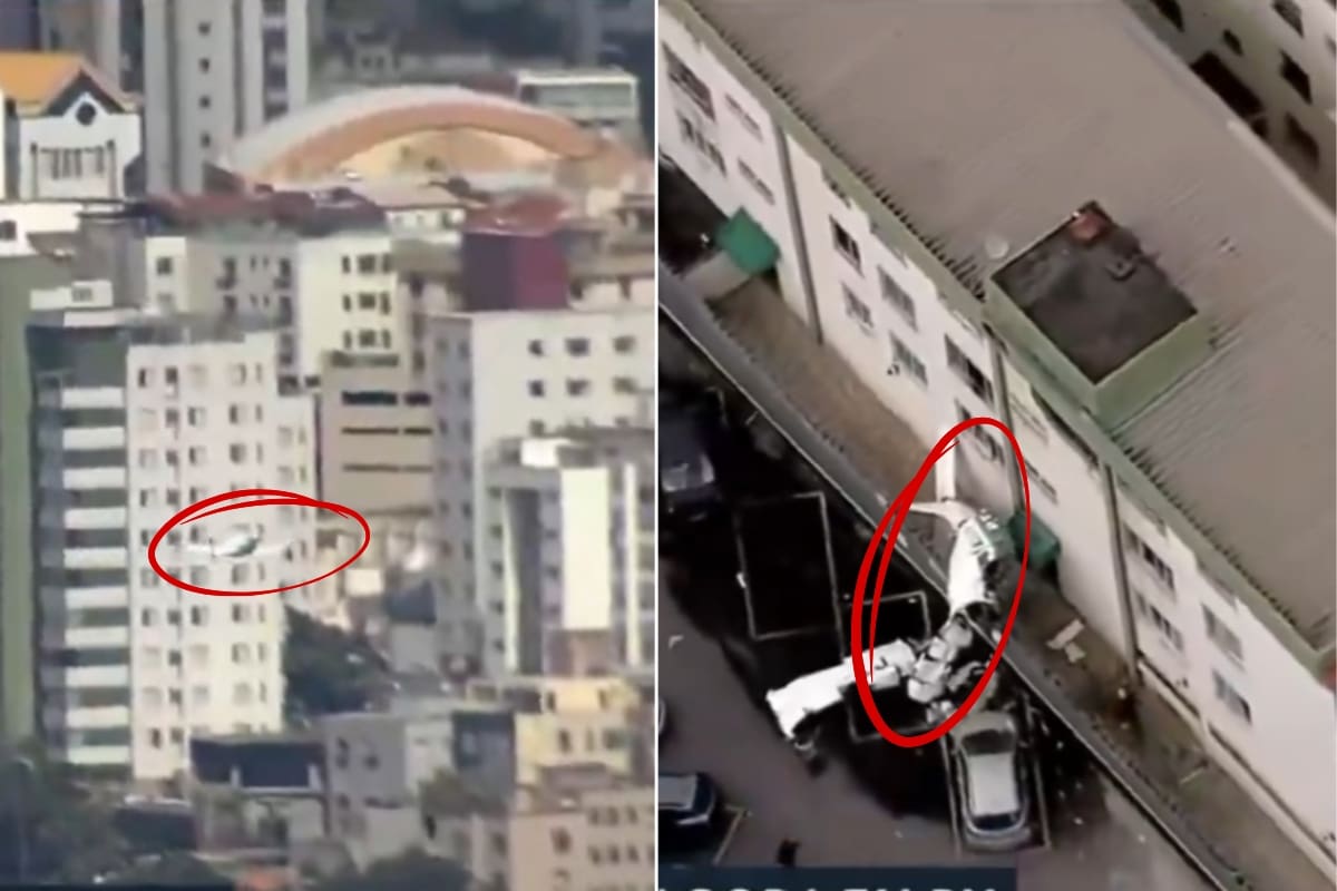 Avioneta causa pánico al chocar contra un edificio y estrellarse en un estacionamiento