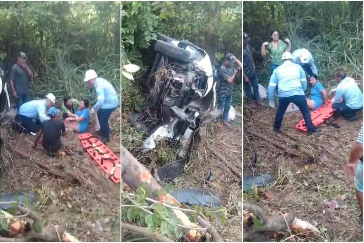 Camioneta se salió de la vía y se volcó, en San Juan: hay 4 heridos