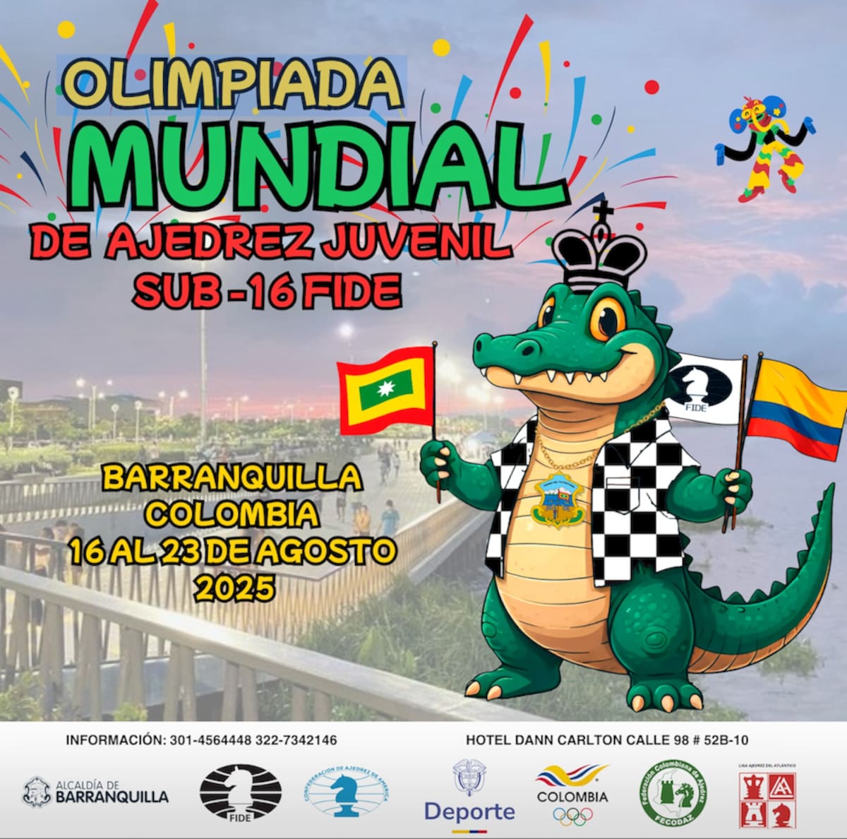 Afiche promocional de la Olimpiada Mundial de Ajedrez Juvenil Sub-16 que se realizará ee Barranquilla.//Cortesía.