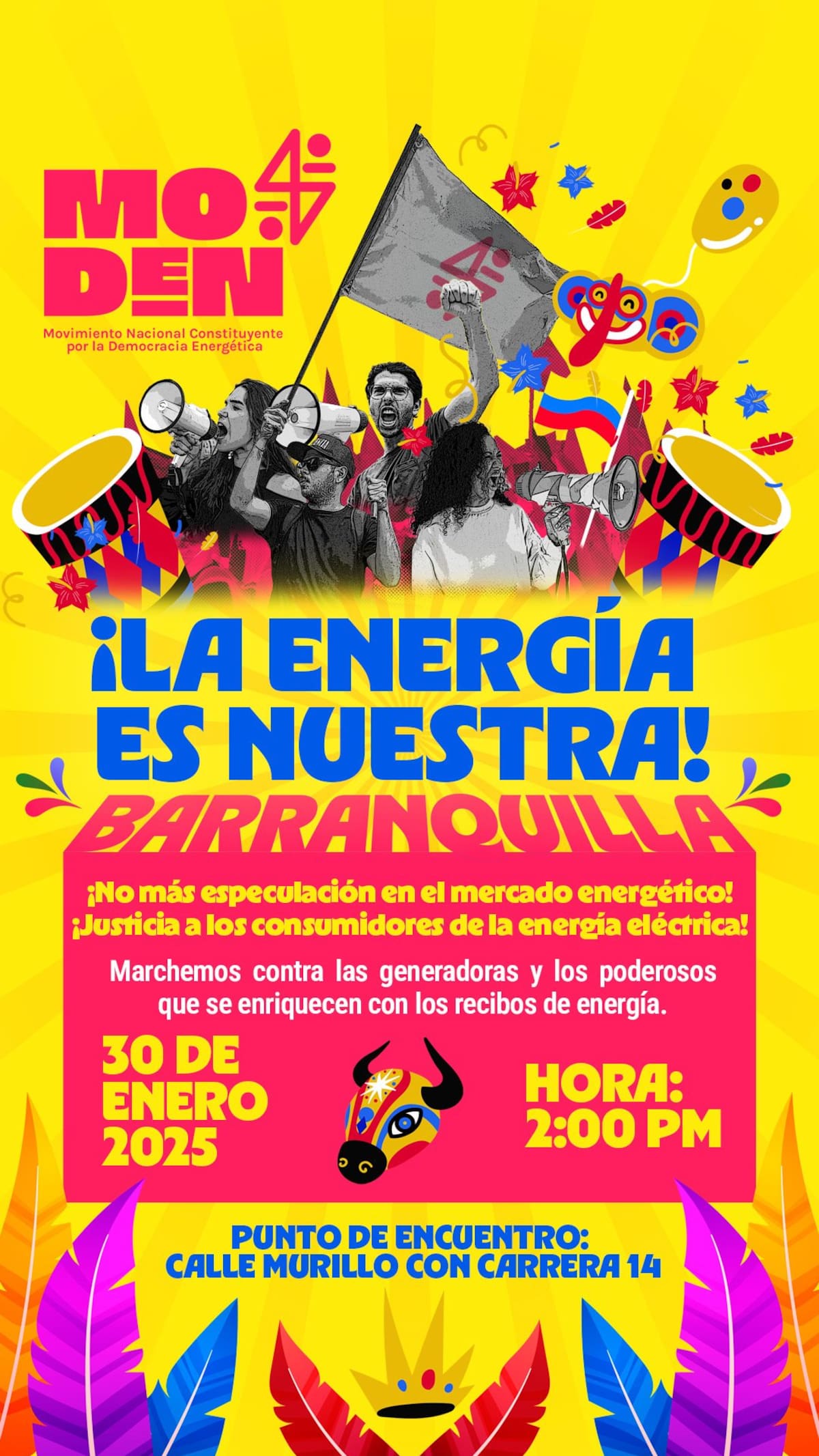 Este es el afiche promocional de la marcha programada para el 30 de enero de este año en Barranquilla contra las generadoras de energía, la cual es promocionada por el presidente Gustavo Petro.//Cortesía.