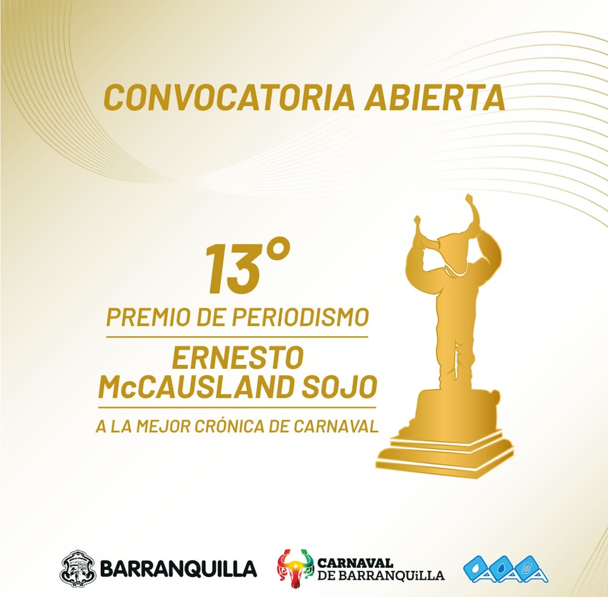 Este ese el afiche de la convocatoria a decimotercer premio de Periodismo Ernesto McCausland Sojo.//Cortesía Carnaval de Barranquilla.