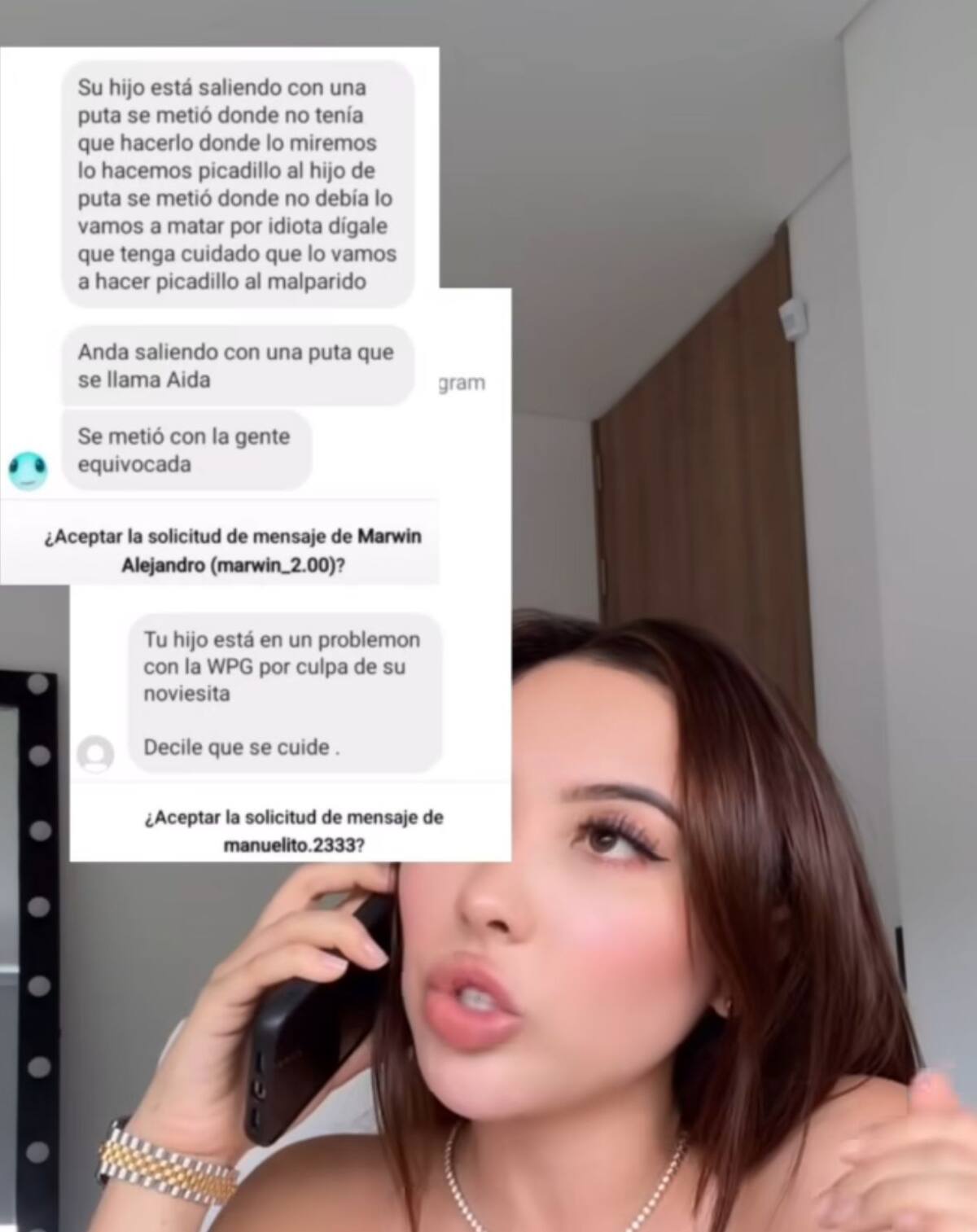Mensajes de acoso de la comunidad de WestCol a la familia del novio de Aída Victoria. //Foto: Tomada de redes sociales.