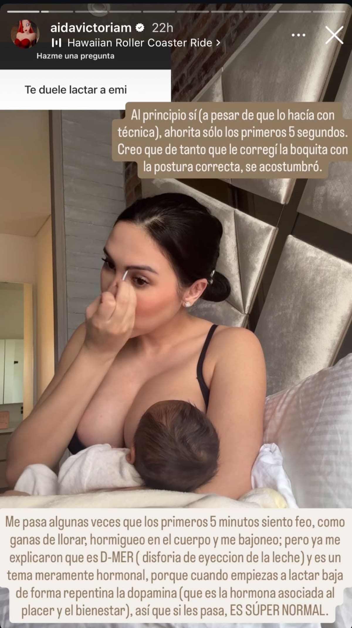 Aída Victoria habla de su proceso con la lactancia. //Foto: IG @aidavictoriam.