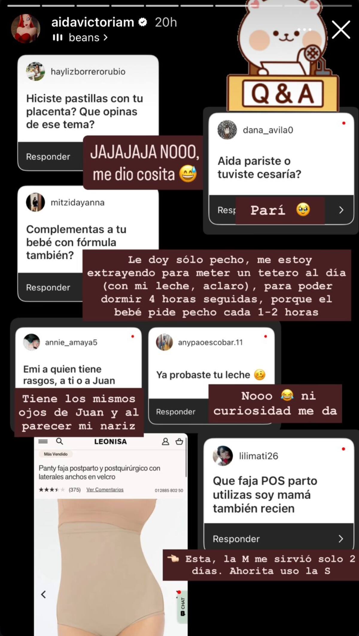 Trucos de Aída Victoria para el postparto. //Foto: IG @aidavictoriam.