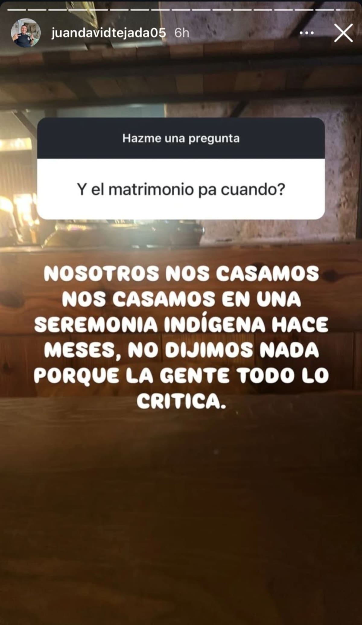 Así fue la confirmación de Juan David Tejada, novio de Aída Victoria Merlano de su matrimonio secreto. //Foto: tomada de redes sociales.