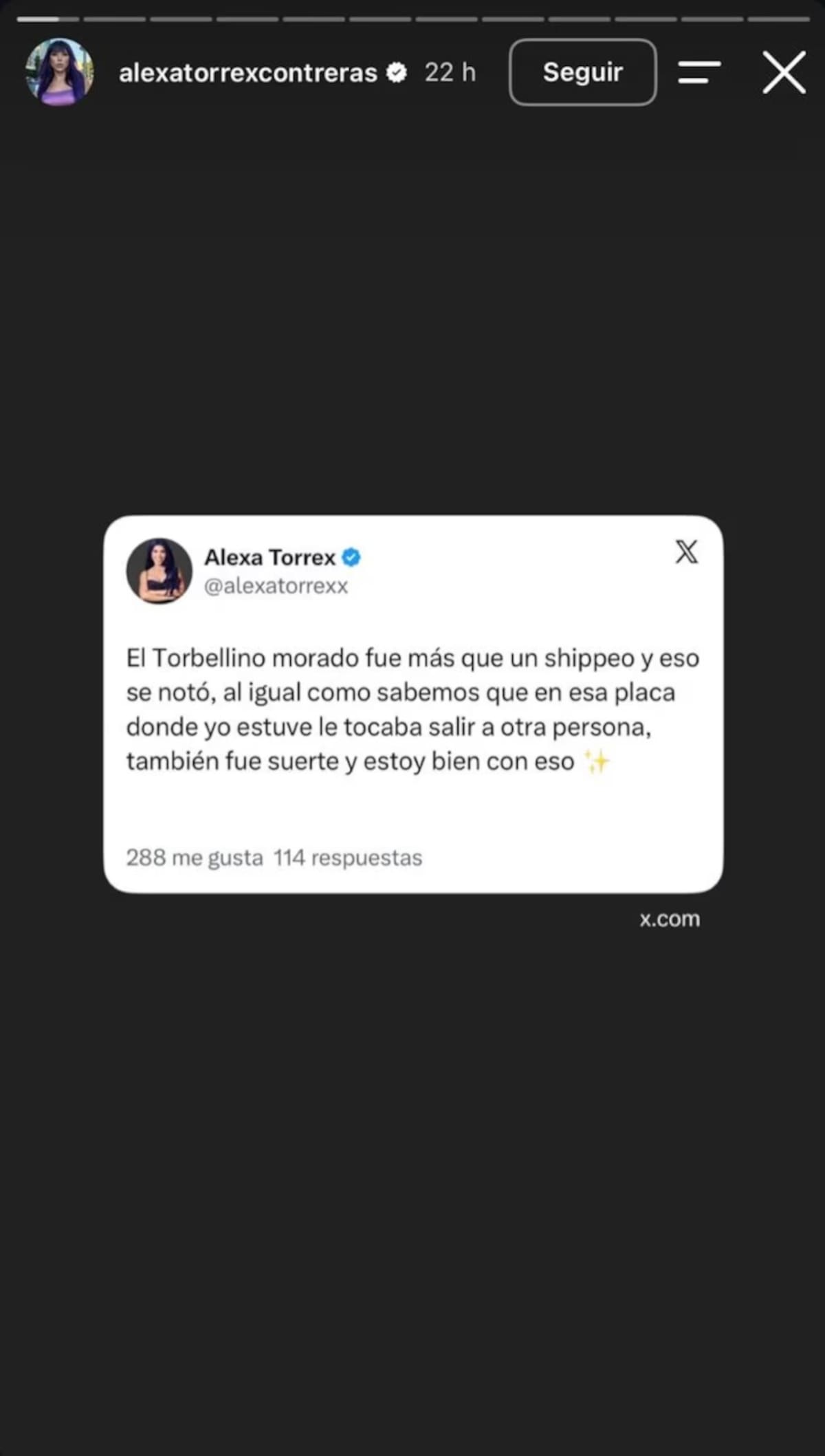 Alexa Torrex anuncia que su team apoyará a Alejandro Estrada. //Foto: IG @alexatorrexcontreras.