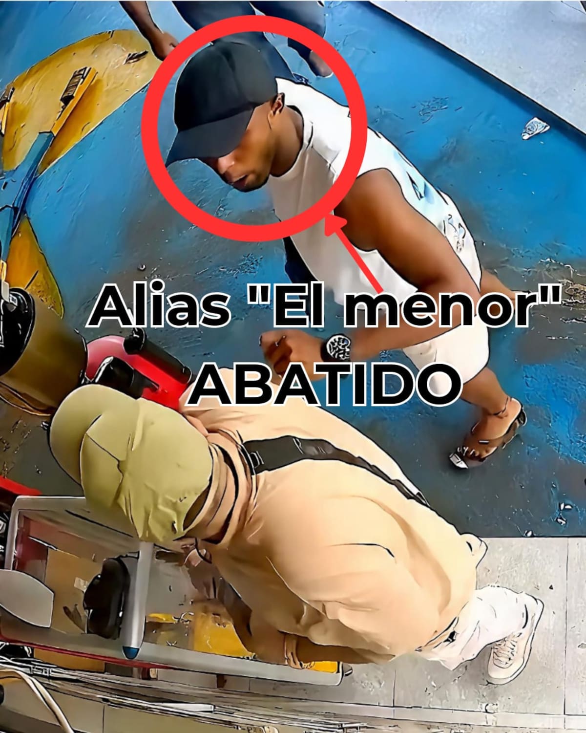 Cámara de seguridad captó el momento en que alias ‘el Menor’ habría cometido un atraco en una serviteca del barrio Los Cerezos, días antes de ser abatido por un policía. // FOTO: SUMINISTRADA POR POLICÍA NACIONAL.