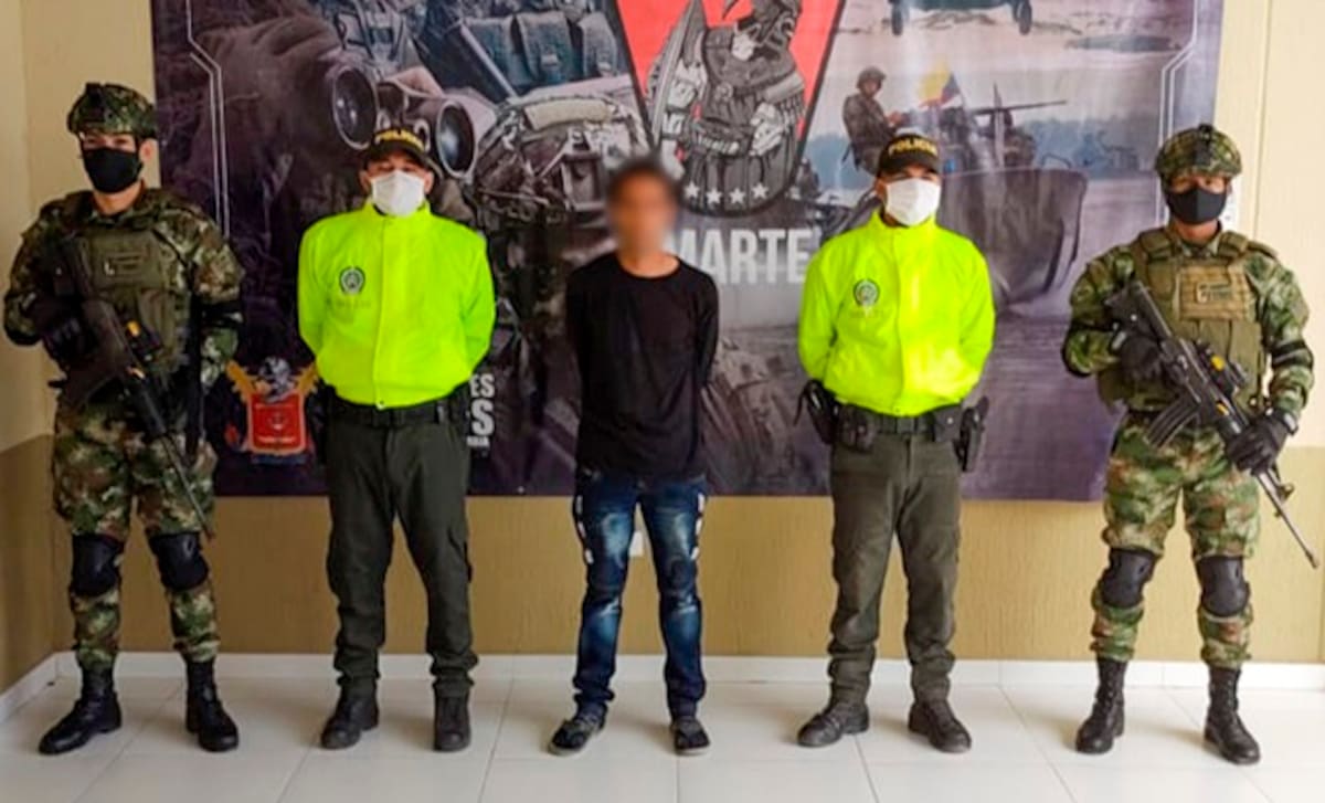 Dubán Daniel Hernández Martínez,
alias 'Pajarito', al momento de su captura en 2021. //FOTO POLICÍA NACIONAL.
