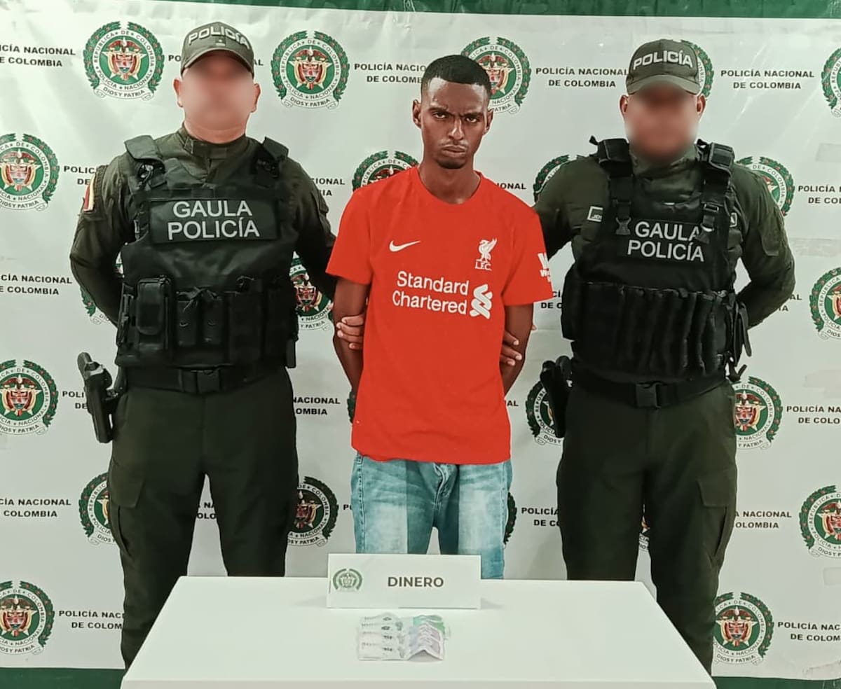Alias 'Teo', capturado por extorsión. // Foto: Policía Metropolitana de Cartagena