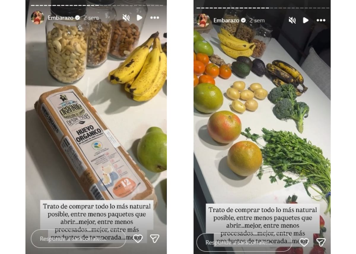 Los alimentos clave en la dieta de embarazo de Sara Corrales. // captura tomada de IG @saracorrales