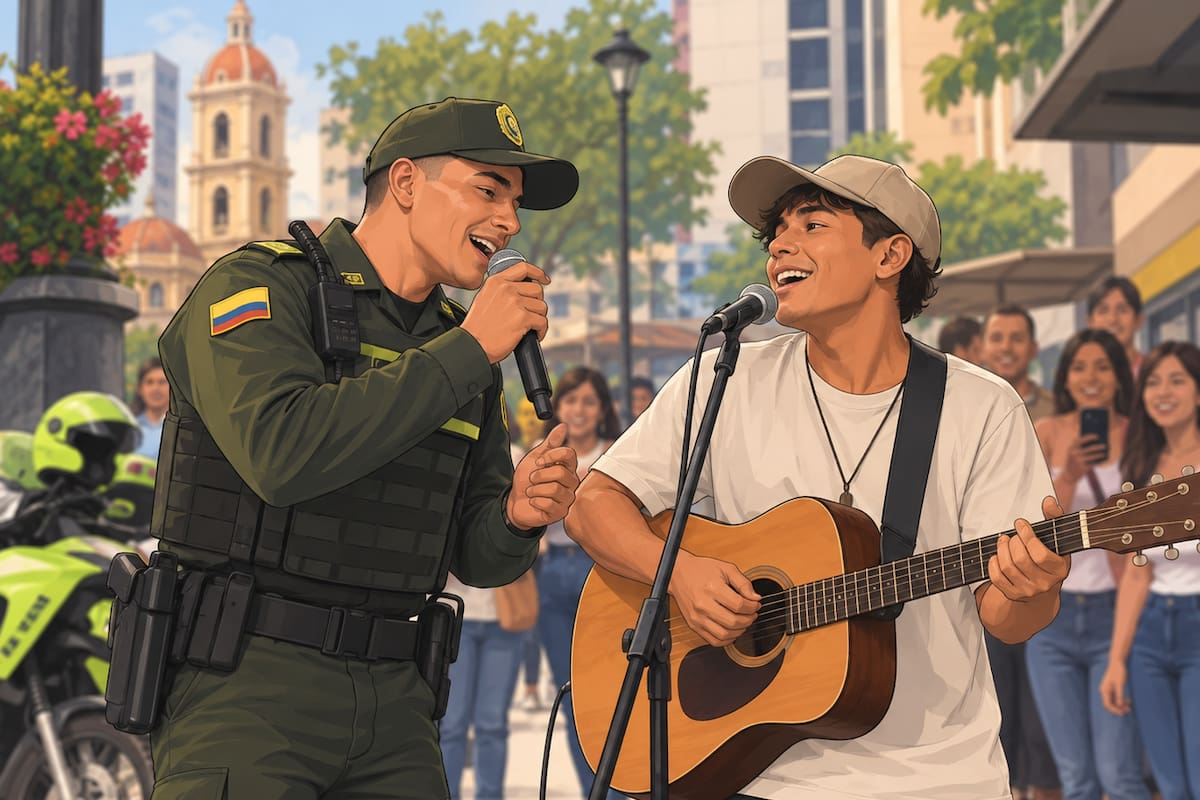 La historia detrás del Policía que sorprendió a cantante callejero al cantar junto a él