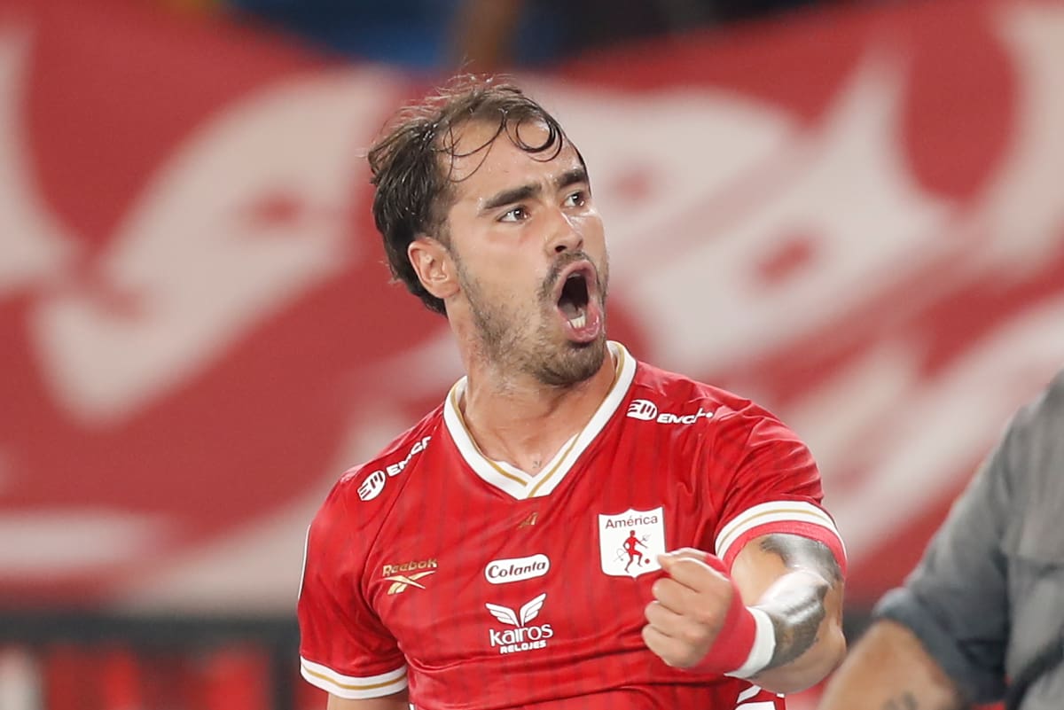 Tomás Ángel dio a América el tanto del empate contra Tigres en la Copa Sudamericana. //Foto, EFE: Ernesto Guzmán
