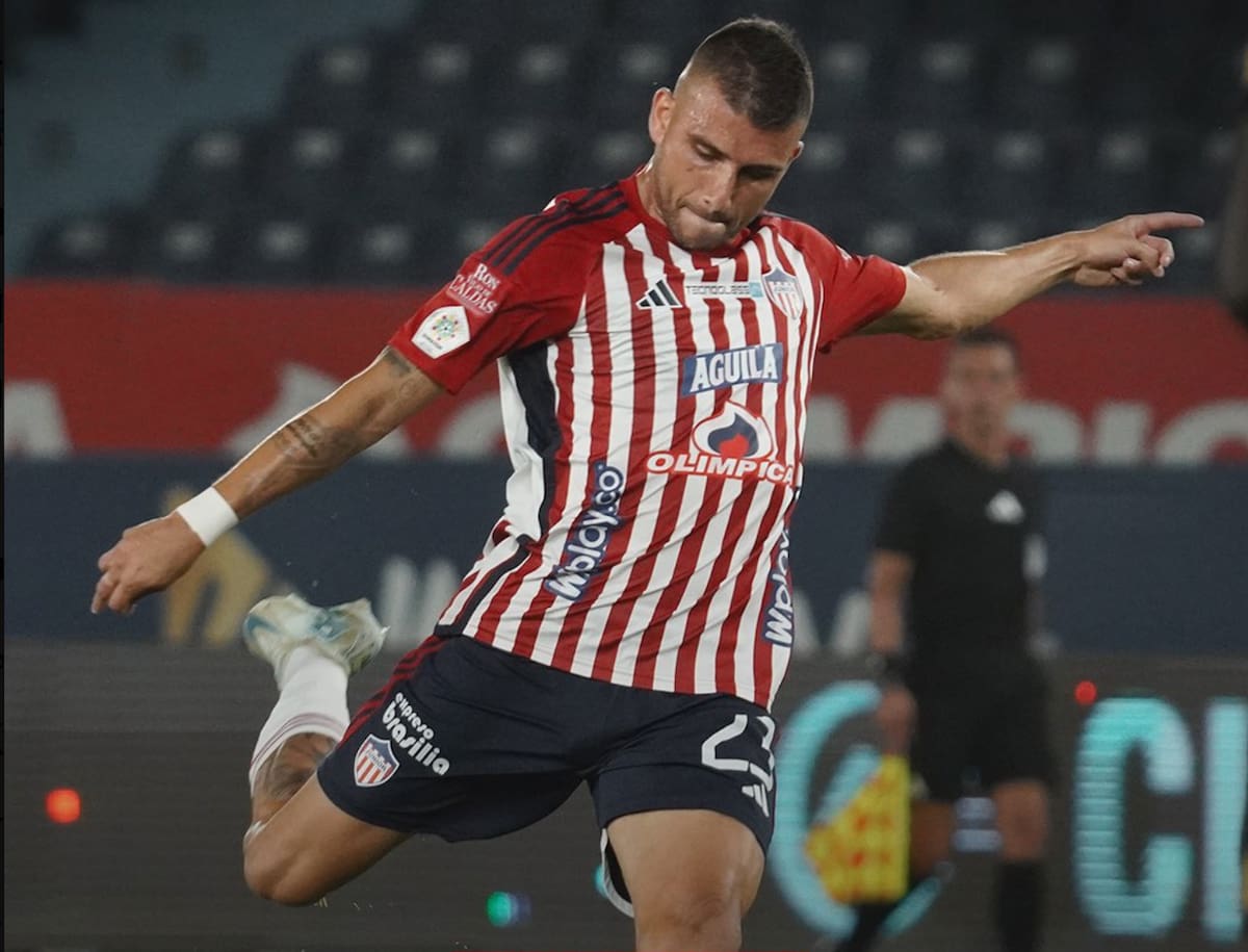 Andrés 'Titi' Rodriguez, anotó el gol del empate de Junior de Barranquilla ante Águilas Doradas en el Estadio Metropolitano.//Cortesía.