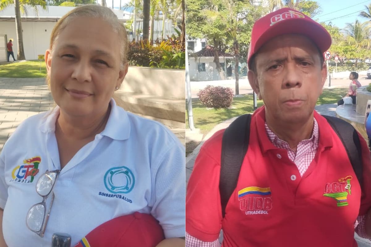 Mariana Marrugo, integrante de la CGT y Antonio Cantillo Bustillo, presidente de Utradebol CGT Bolívar. // Foto: Óscar Díaz Acosta