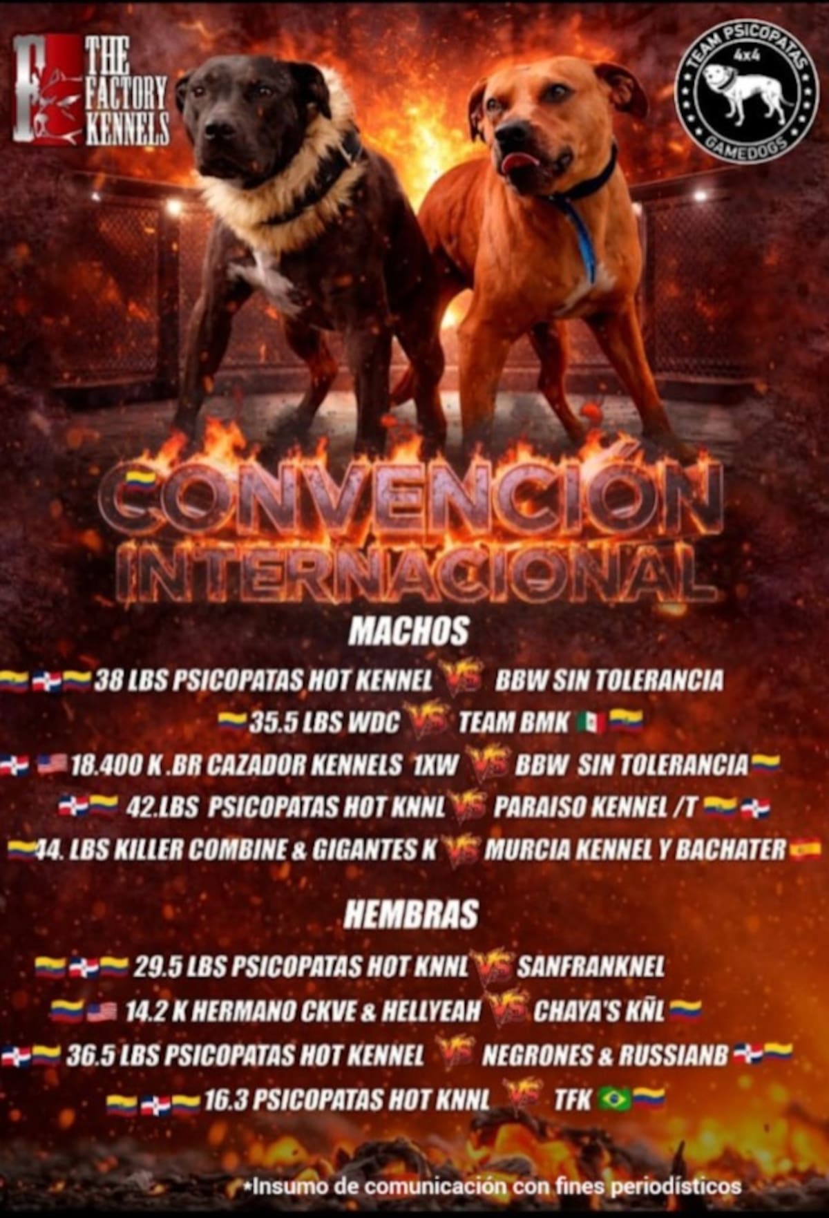 Anuncio de torneo internacional de peleas de perros. // Foto: cortesía - Fiscalía.