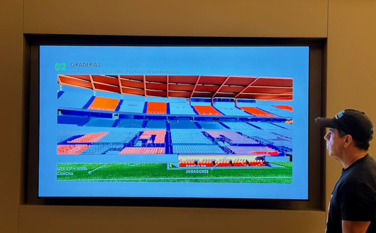 El alcalde de Barranquilla Alejandro Char dijo que las gradas del estadio Roberto Meléndez se ampliarán hasta la pista atlética.//Cortesía.