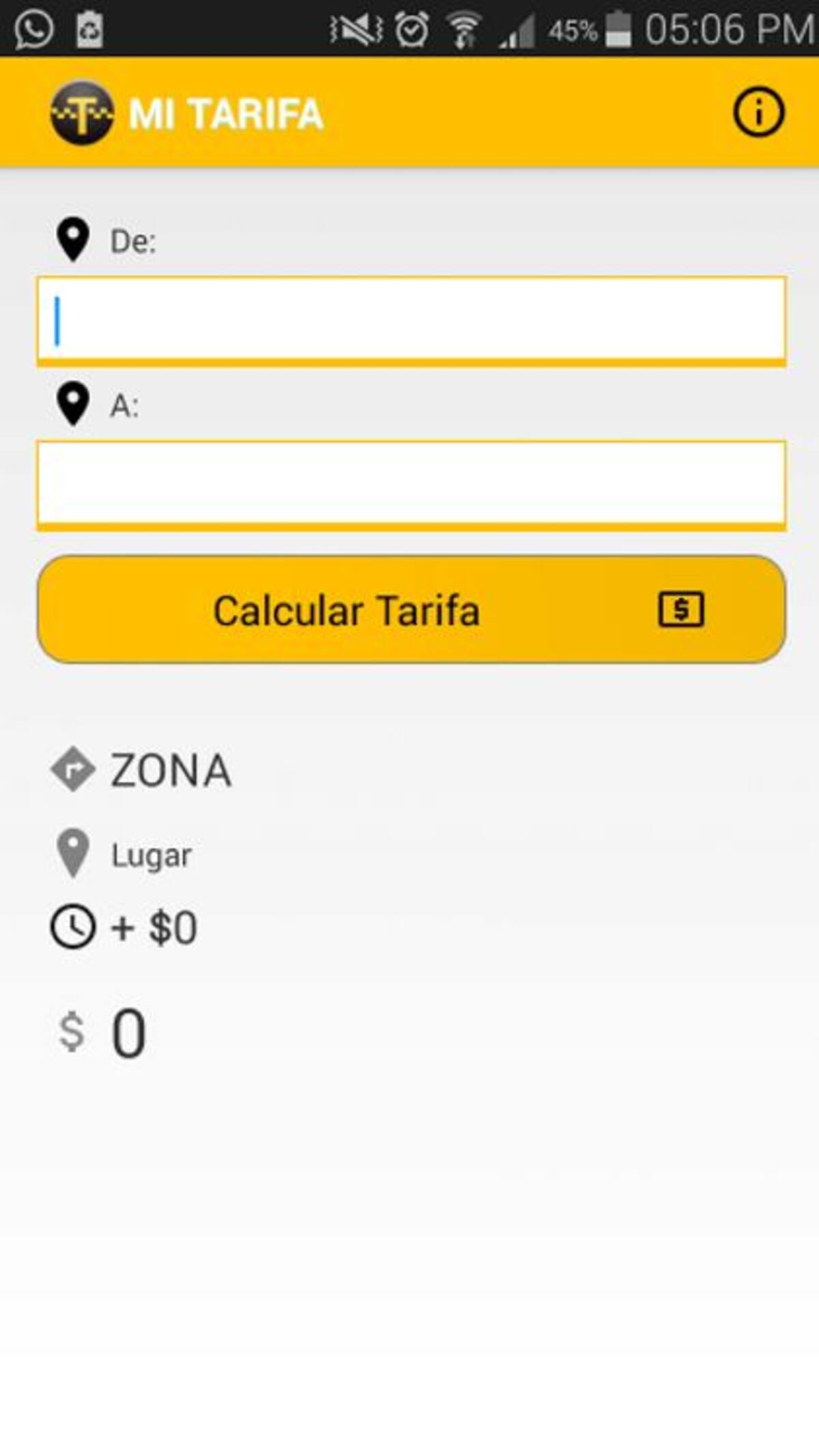 "Mi Tarifa" calcula el costo de una carrera de taxi de acuerdo con el Decreto 0066. Cortesía