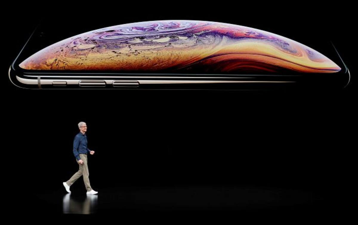 El CEO de Apple, Tim Cook, habla sobre el Apple iPhone XS en el teatro Steve Jobs. AP Marcio Jose Sanchez