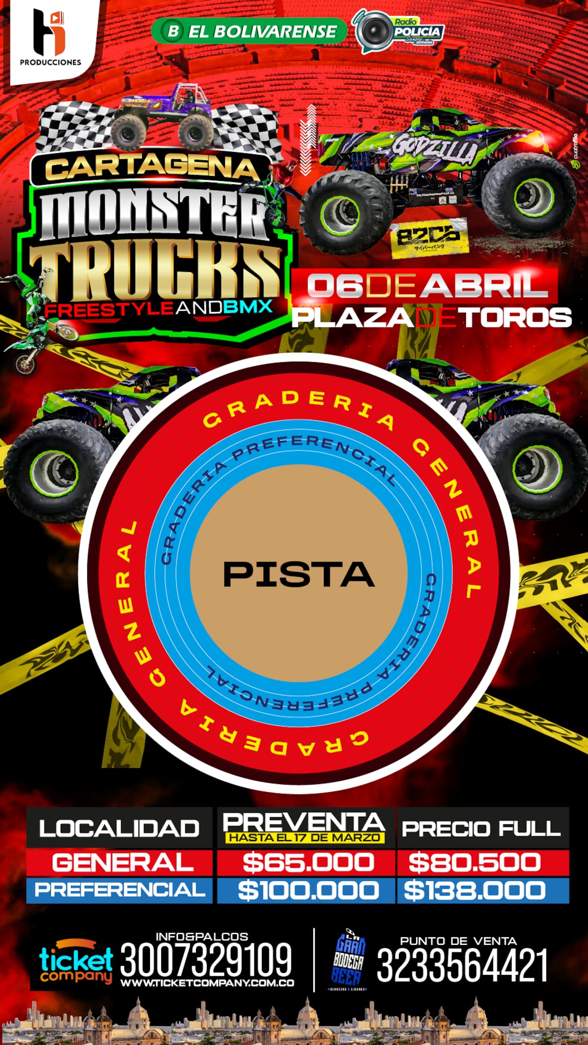 Aquí el escenario, en donde se llevará a cabo el Monster Trucks. // CORTESÍA