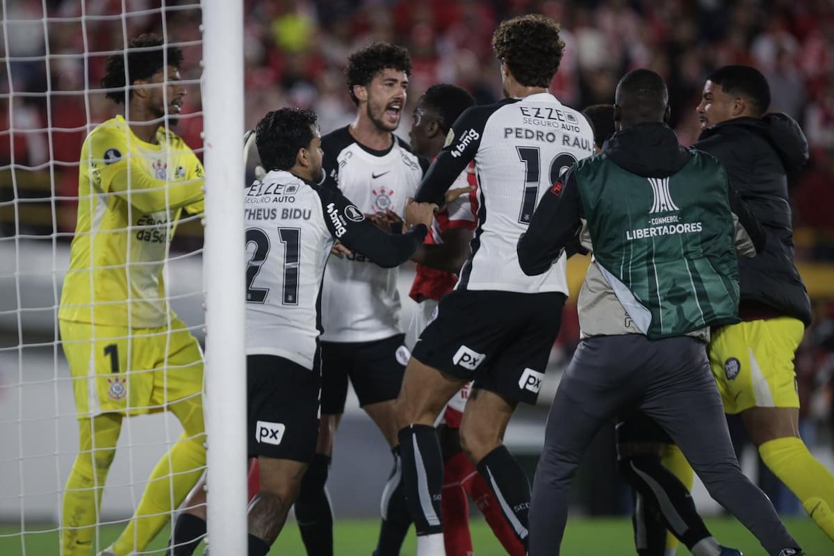 Galería de la pelea de jugadores de Santa Fe y Corinthians en la Libertadores