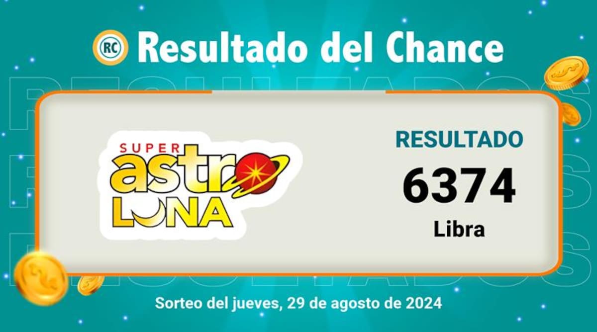 Resultado del chance Astro Luna del jueves 29 de agosto de 2024.