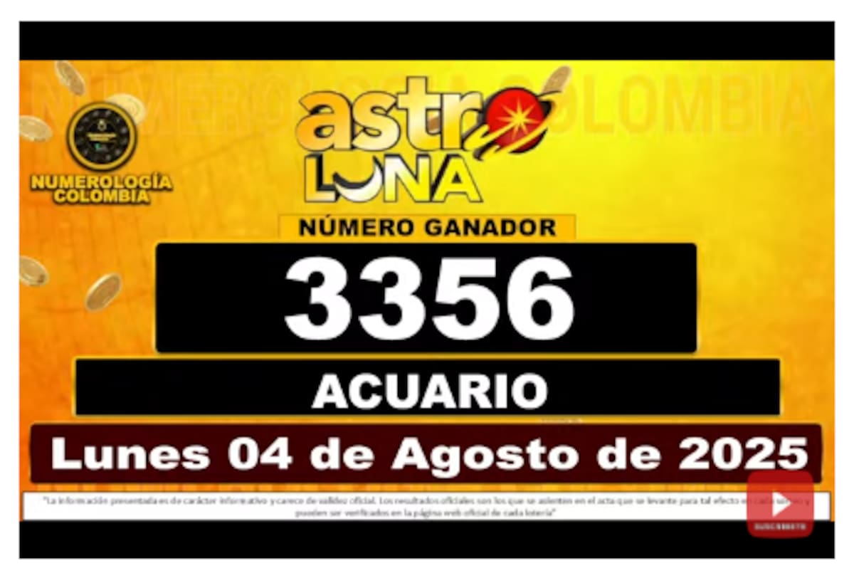 Resultado del sorteo Super Astro Luna del 4 de agosto de 2025.