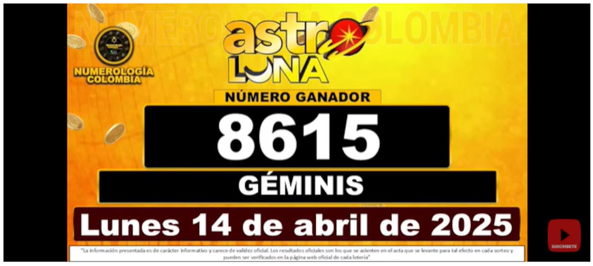 Resultado del sorteo Astro Luna del 14 de abril de 2025.