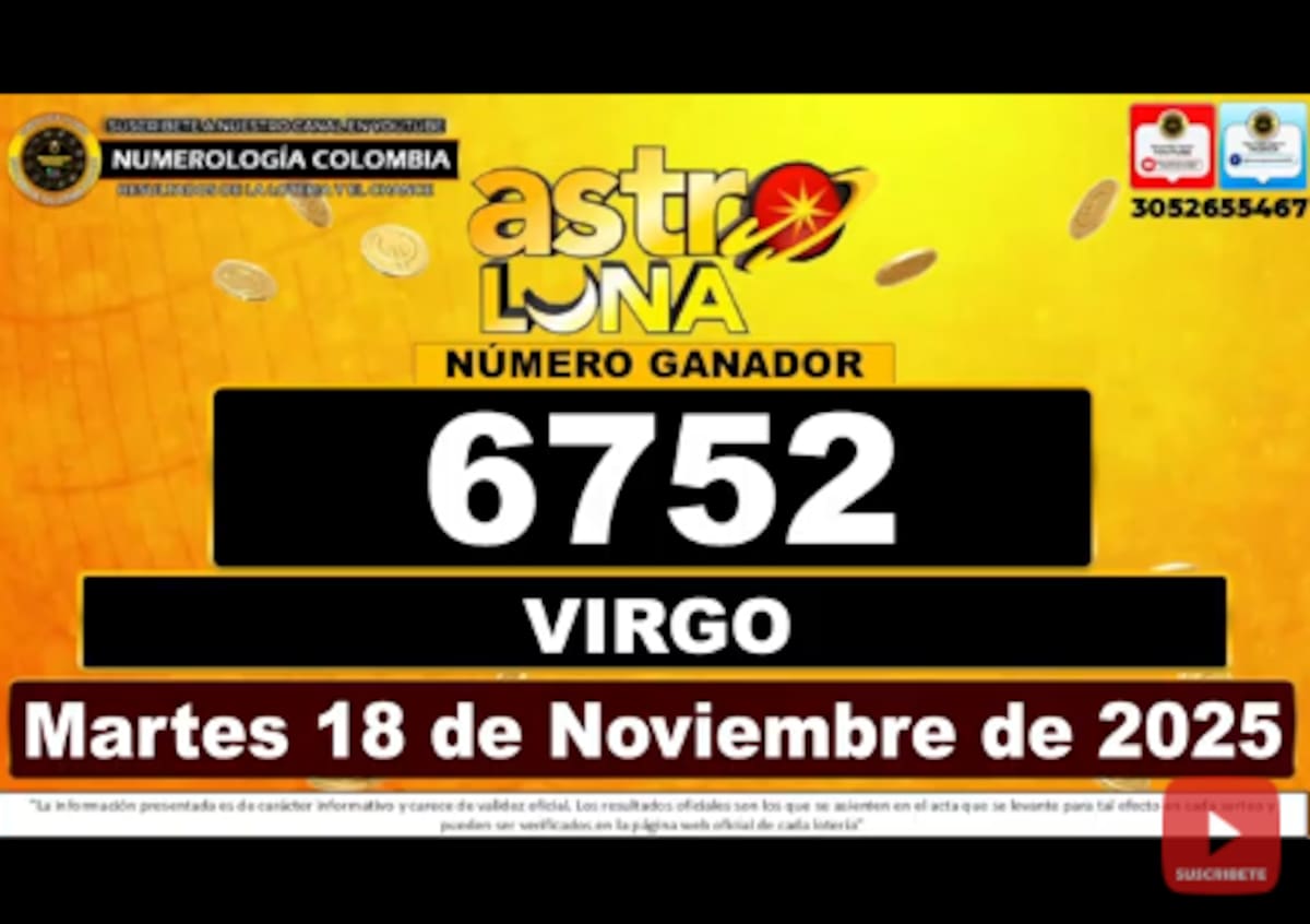 Resultado del sorteo Super Astro Luna del 18 de noviembre de 2025.