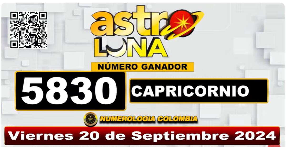 Resultado del sorteo Astro Luna del 20 de septiembre de 2024.