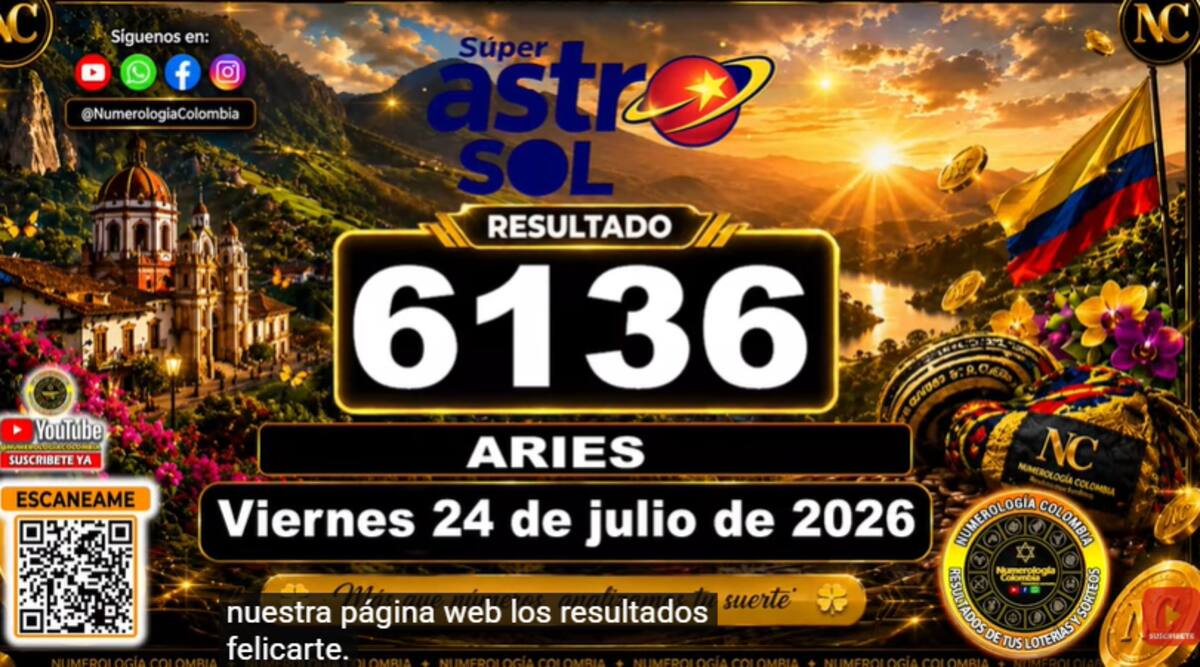 Astro Sol del 24 de julio de 2026. // Foto: captura de pantalla del canal de YouTube @NumerologíaColombia.