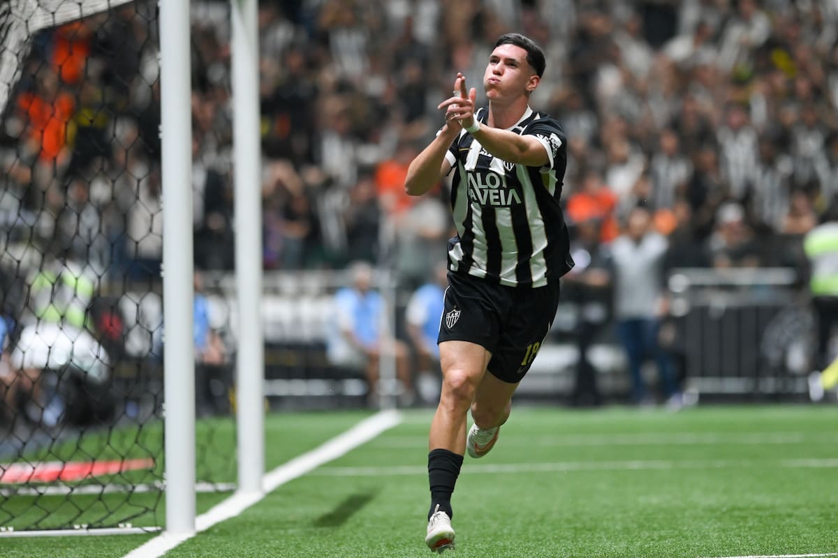 Thiago Borbas, de Mineiro, celebra un gol en la victoria sobre Montevideo City Torque en la ida de las semifinales de la Copa Sudamericana. //Foto, EFE: Joao Guilherme Arenazio