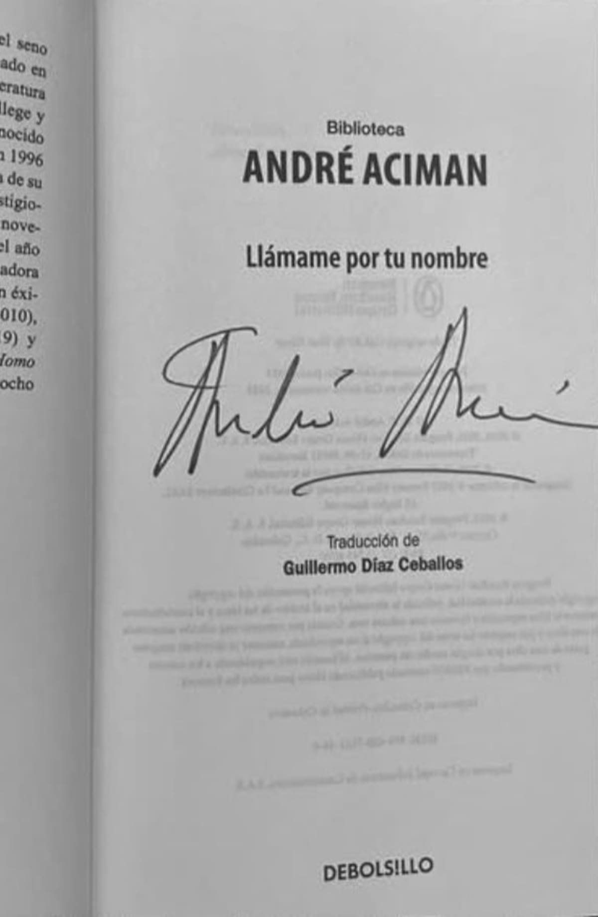 Autógrafo de André Aciman. // foto: Juan Ramos del Valle - EU