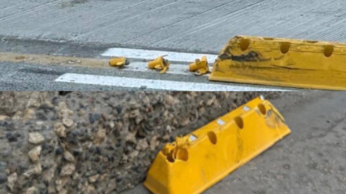 Daños en separadores de la Avenida Santander a solo dos días de apertura. // Foto: cortesía
