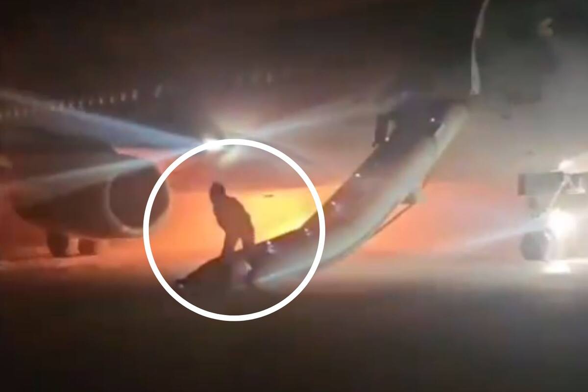 Video: avión se incendia al aterrizar y causa pánico en la pista