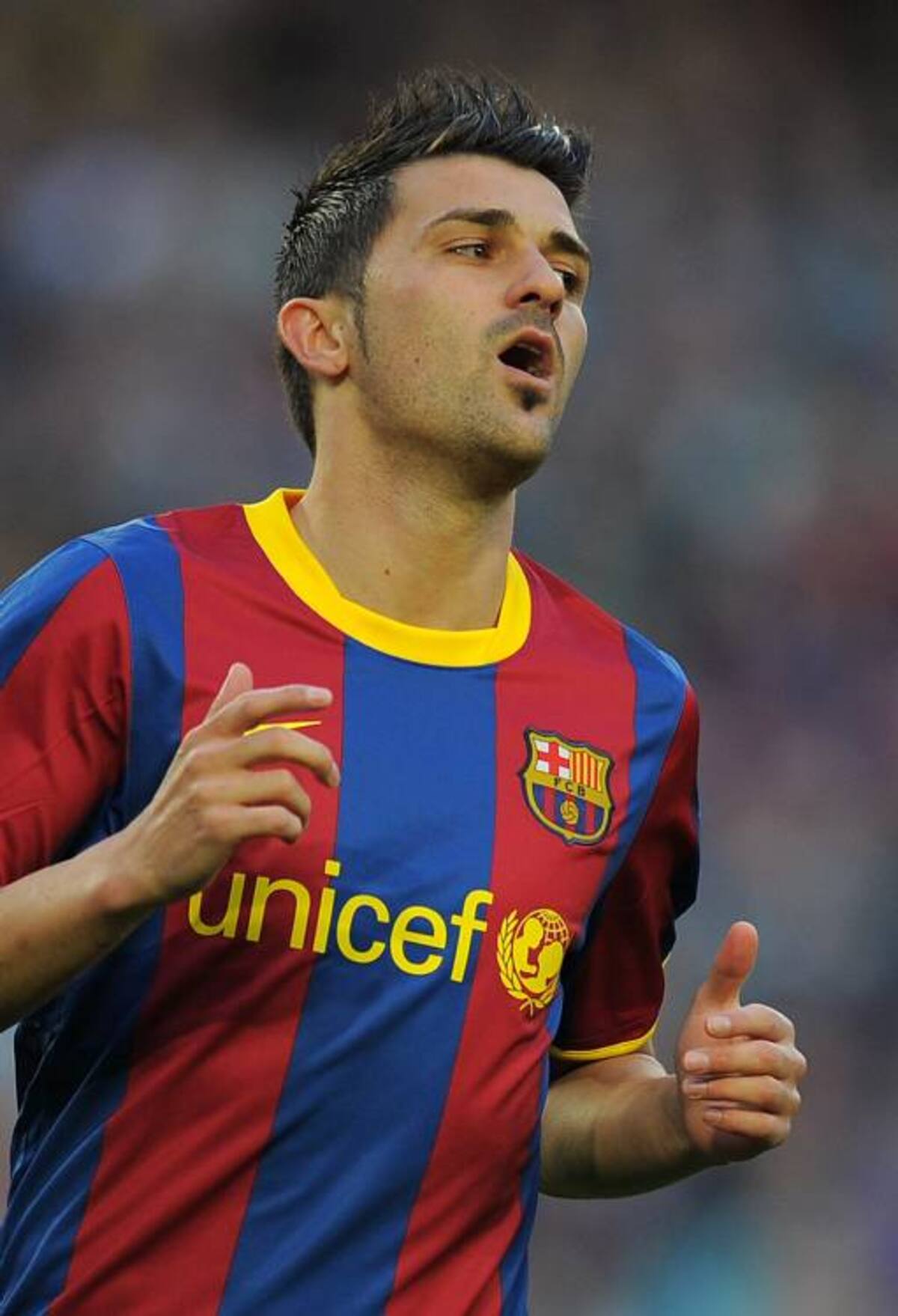 David Villa se encuentra en recuperación a raíz de una fractura de la tibia izquierda . AFP LLUIS GENE