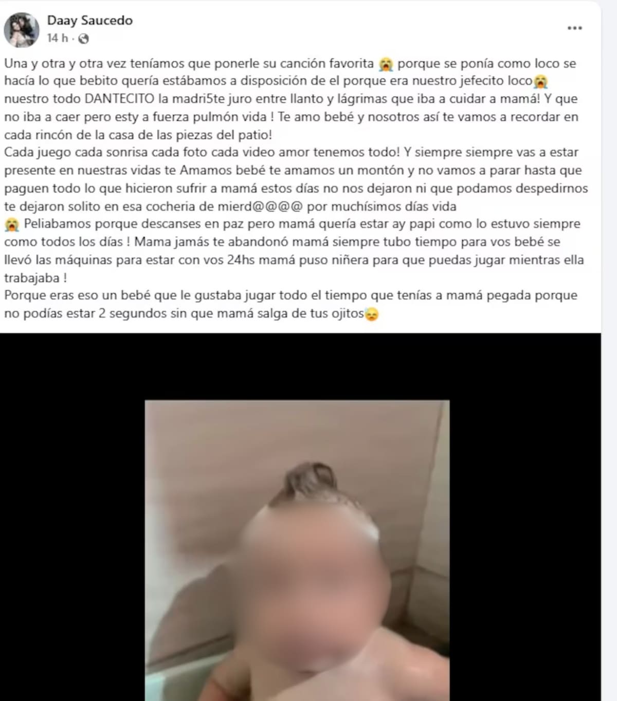 El conmovedor mensaje de la madrina del bebé que falleción asfixiado en Argentina. // Foto: Facebook