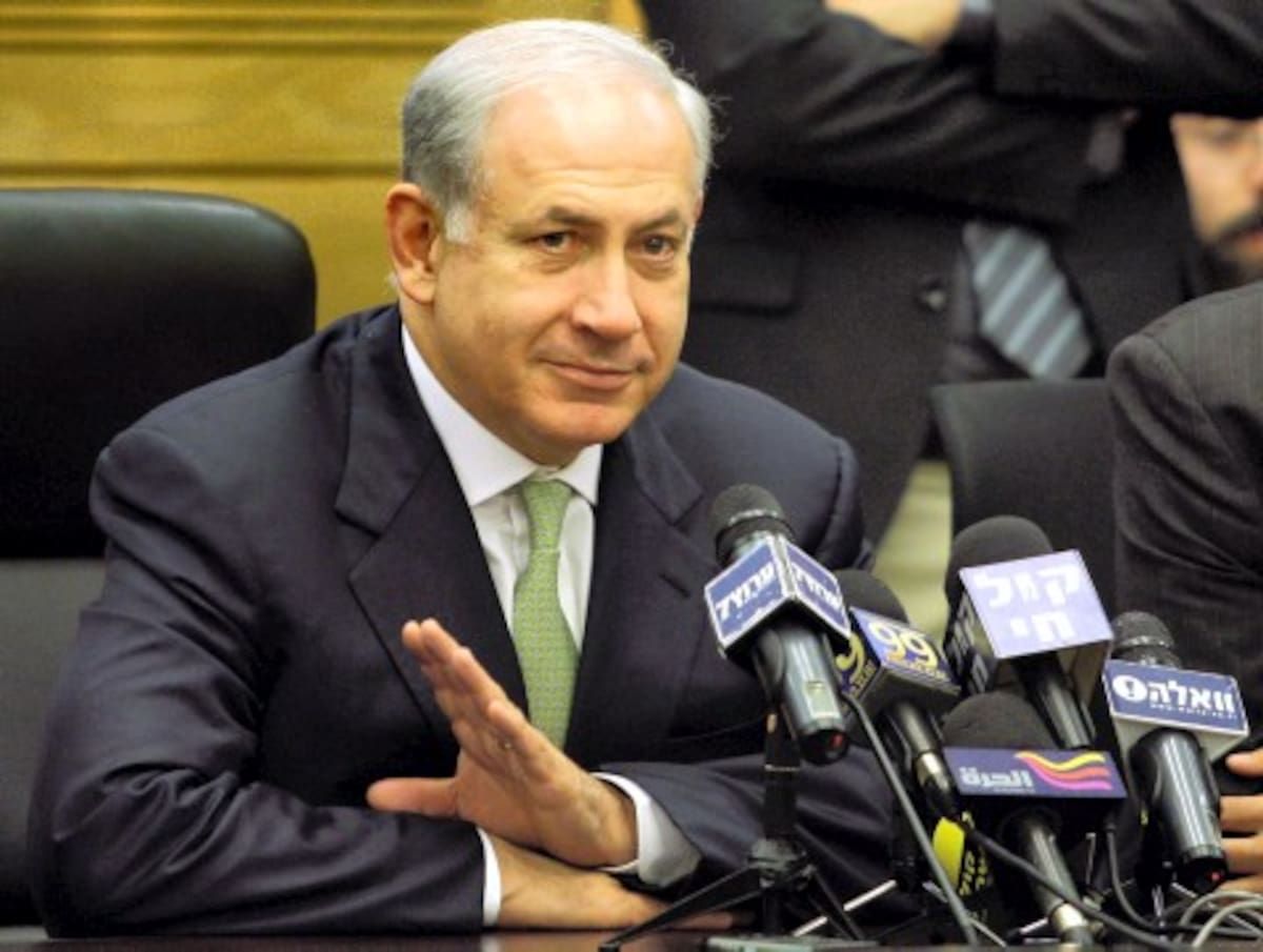 Israeli prime minister Benjamin Netanyahu seen during a Faction meeting of his Likud party, in Jerusalem, Monday,Nov. 23. 2009. Israel and Hamas are close to a deal to swap 1,000 Palestinian prisoners for an Israeli soldier held for more than three years by the Islamic militant group, a Palestinian familiar with the talks said Monday. (AP Photo/Dan Balilty)