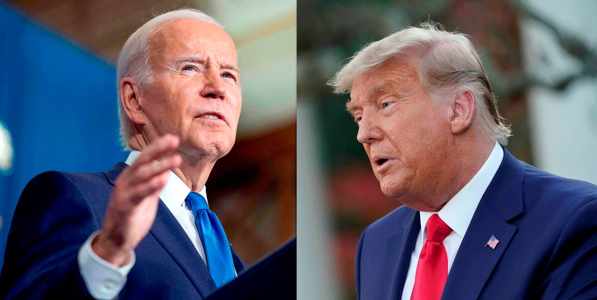 Composición de dos fotografías de archivo donde aparece el expresidente de EE.UU., Joe Biden (i), y el mandatario Donald J Trump (d). //EFE