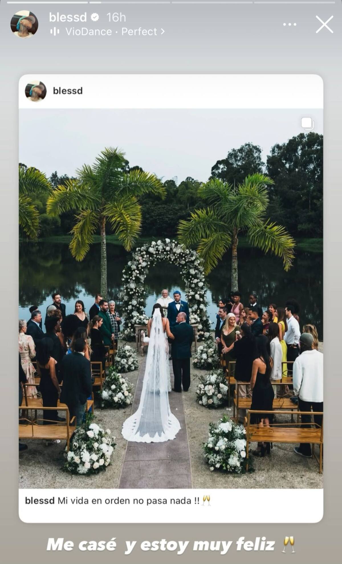 Blessd compartió a través de sus historias de Instagram que se casó y que está muy feliz. //Foto: tomada de redes sociales.