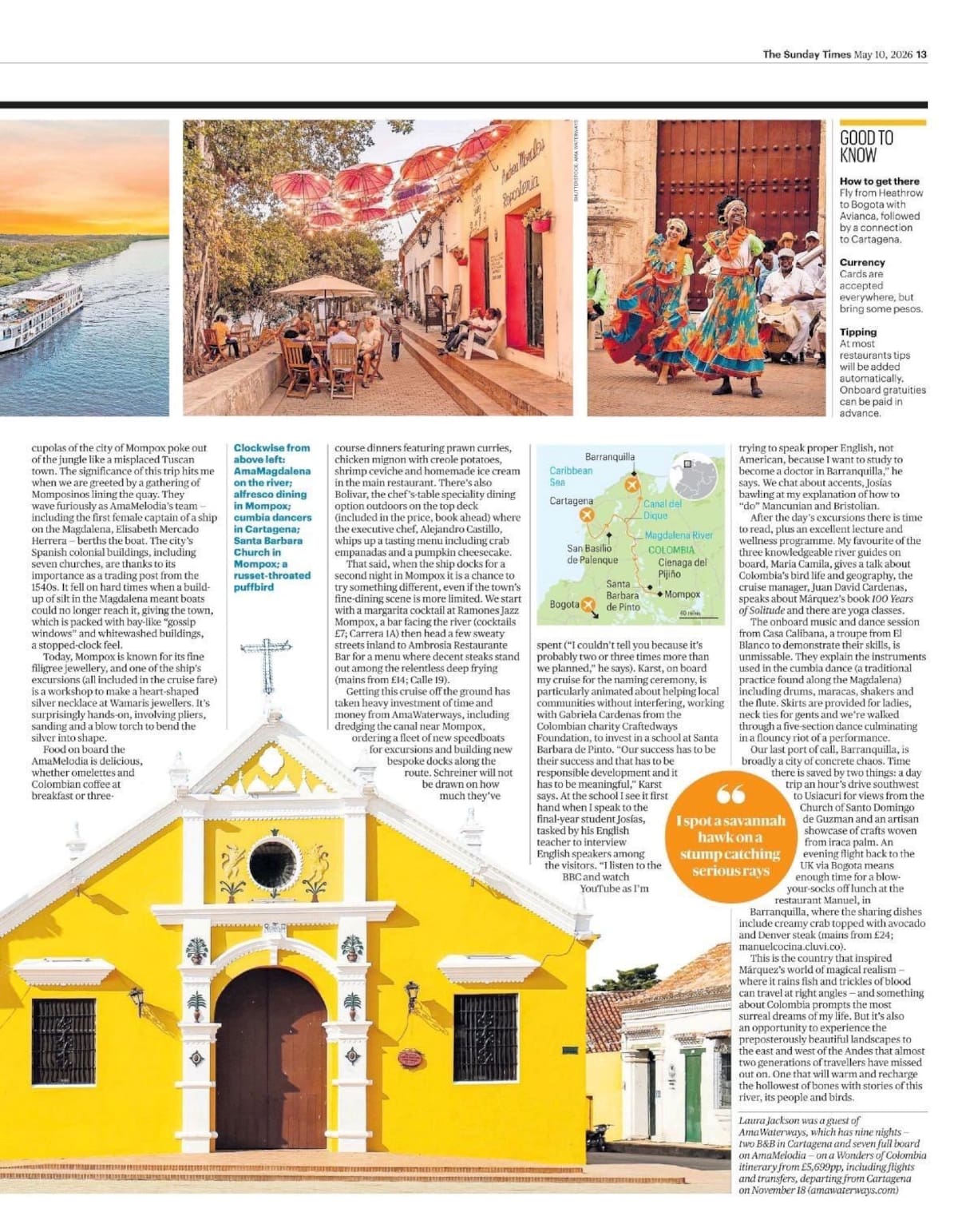 Bolívar gana protagonismo en prestigiosa revista internacional de viajes. // Foto: cortesía de la Gobernación de Bolívar.