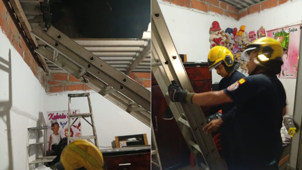 Bomberos de Cartagena atendieron el colapso de parte de una vivienda en San Fernando. // Foto: cortesía - Bomberos de Cartagena