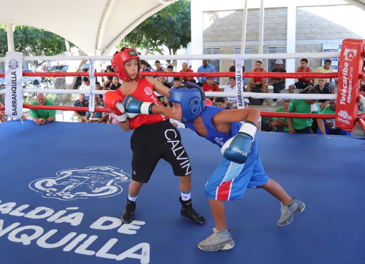 Mucha esgrima han mostrado varios peleadores que están participando en la II Copa Talento Barranquilla de Boxeo Olímpico que se disputa en el cuadrilátero del Polideportivo de La Magdalena.//Cortesía Alcaldía de Barranquilla.