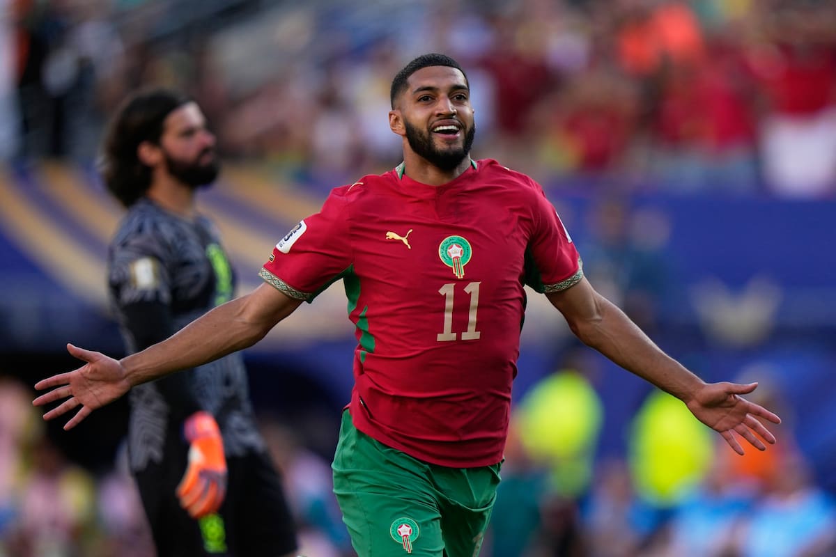 El marroquí Ismael Saibari marcó el gol de Marruecos en el debut contra Brasil en el Mundial. //Foto, AP: Frank Franklin II