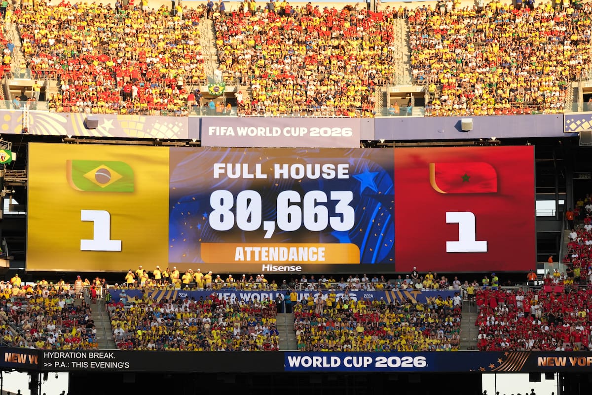 Aficionados asisten este sábado, a un partido del grupo C del Mundial de la FIFA 2026 entre Brasil y Marruecos en el estadio MetLife en Nueva Jersey. //Foto, EFE: Ángel Colmenares