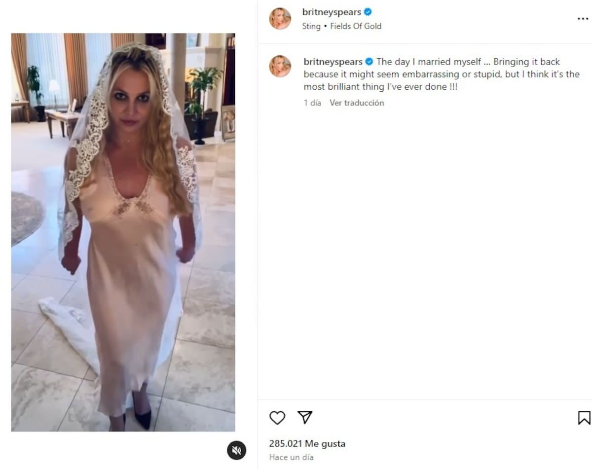Britney Spears publicó un inusual video con un vestido de matrimonio. //Foto: tomada de Instagram.
